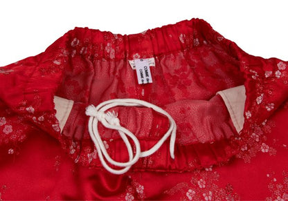 COMME des GARCONS Lame Thread Floral Pants Red Size S