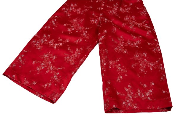 COMME des GARCONS Lame Thread Floral Pants Red Size S