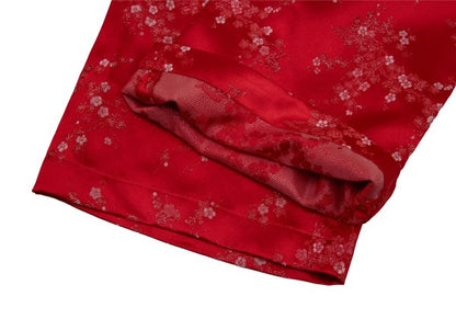 COMME des GARCONS Lame Thread Floral Pants Red Size S