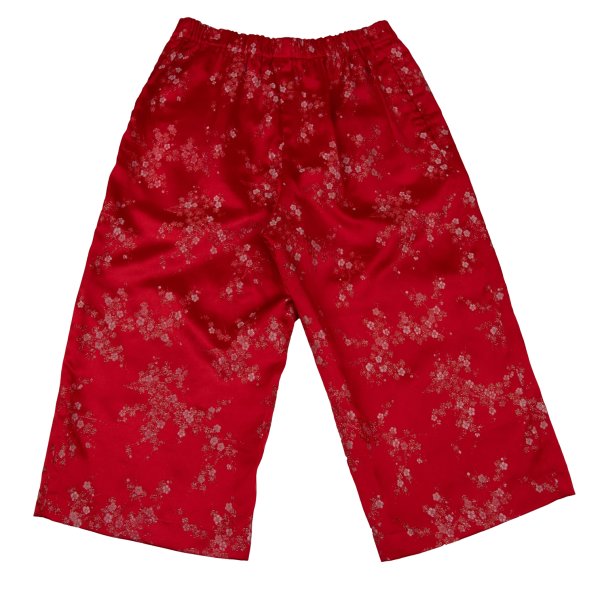 COMME des GARCONS Lame Thread Floral Pants Red Size S