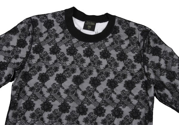 Jean Paul GAULTIER HOMME Floral Lace Long Sleeve Top Black Size M