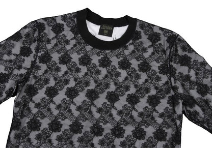 Jean Paul GAULTIER HOMME Floral Lace Long Sleeve Top Black Size M