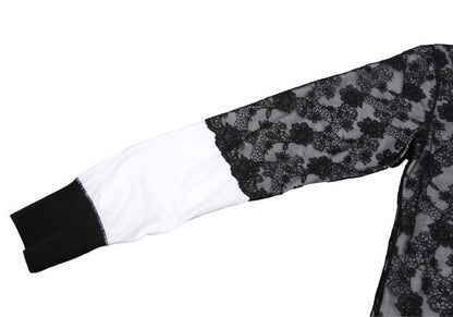 Jean Paul GAULTIER HOMME Floral Lace Long Sleeve Top Black Size M