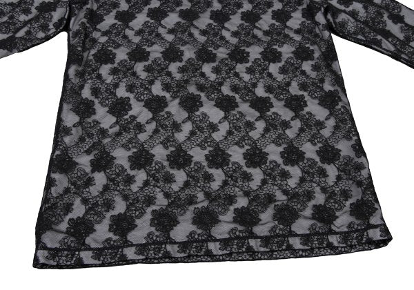 Jean Paul GAULTIER HOMME Floral Lace Long Sleeve Top Black Size M
