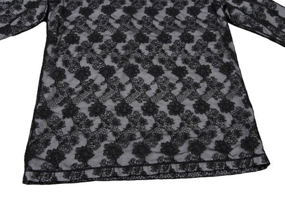 Jean Paul GAULTIER HOMME Floral Lace Long Sleeve Top Black Size M