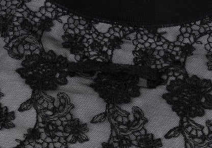 Jean Paul GAULTIER HOMME Floral Lace Long Sleeve Top Black Size M
