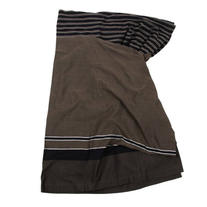 ISSEY MIYAKE Striped Layered Cotton Skirt Khaki Black Size M