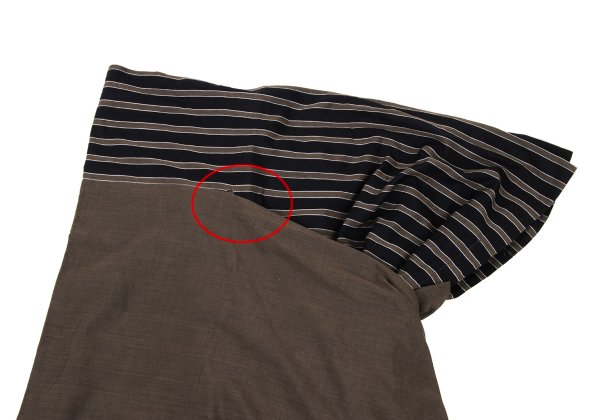ISSEY MIYAKE Striped Layered Cotton Skirt Khaki Black Size M
