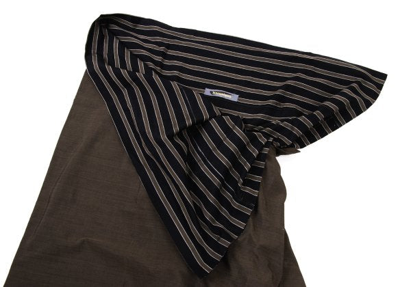 ISSEY MIYAKE Striped Layered Cotton Skirt Khaki Black Size M