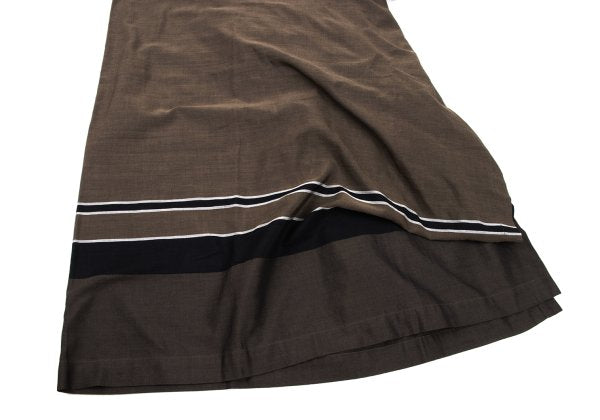 ISSEY MIYAKE Striped Layered Cotton Skirt Khaki Black Size M