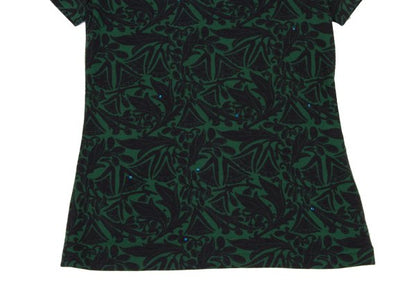 Zucca Wool Botanical Print Beaded T-Shirt Green Black Size M