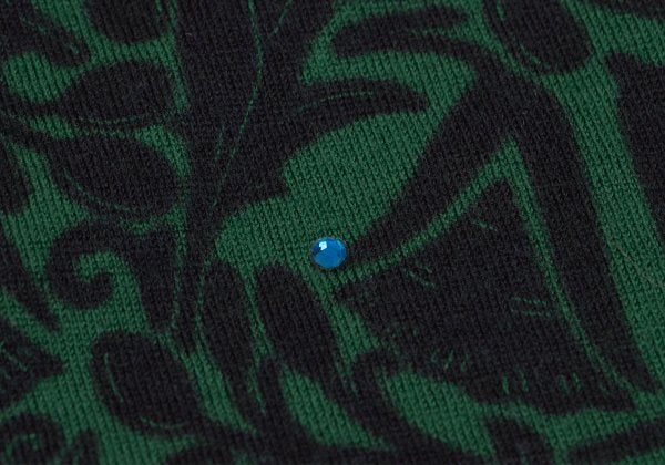 Zucca Wool Botanical Print Beaded T-Shirt Green Black Size M