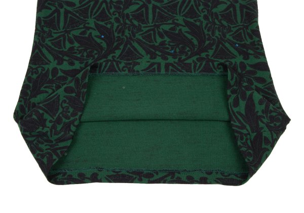 Zucca Wool Botanical Print Beaded T-Shirt Green Black Size M