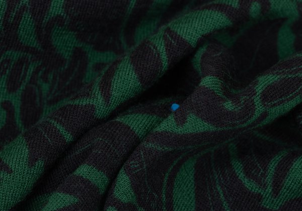 Zucca Wool Botanical Print Beaded T-Shirt Green Black Size M