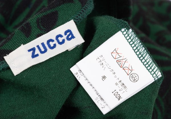 Zucca Wool Botanical Print Beaded T-Shirt Green Black Size M