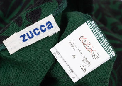 Zucca Wool Botanical Print Beaded T-Shirt Green Black Size M