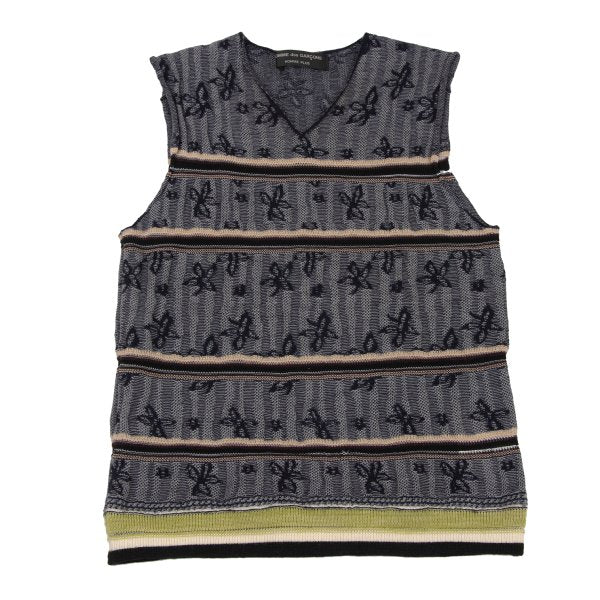 COMME des GARCONS HOMME PLUS Floral Line V-Neck Vest Knit Size M
