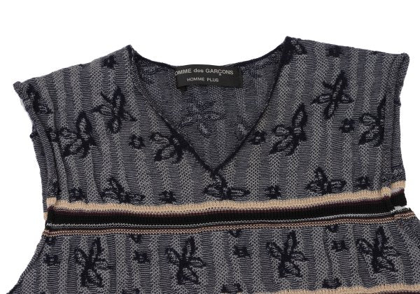 COMME des GARCONS HOMME PLUS Floral Line V-Neck Vest Knit Size M