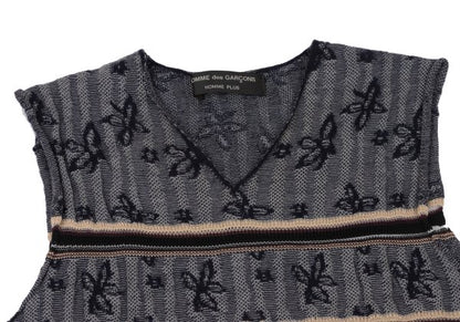 COMME des GARCONS HOMME PLUS Floral Line V-Neck Vest Knit Size M