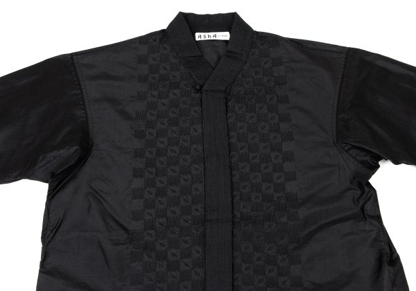 Issey Miyake ASHA BY MDS Silk Check Embroidery Blouse Size M