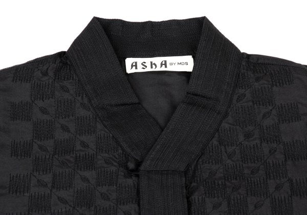 Issey Miyake ASHA BY MDS Silk Check Embroidery Blouse Size M