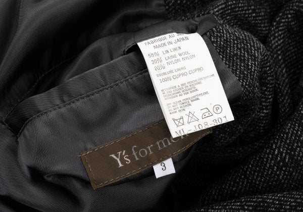 Y's for men Linen Blend Melange Blazer Black-Grey Size 3