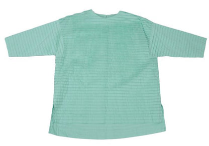 ISSEY MIYAKE HaaT Tuck Design 3/4 Blouse Turquoise Size 2