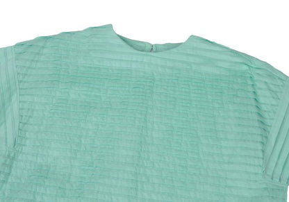ISSEY MIYAKE HaaT Tuck Design 3/4 Blouse Turquoise Size 2