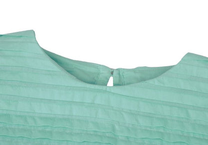 ISSEY MIYAKE HaaT Tuck Design 3/4 Blouse Turquoise Size 2