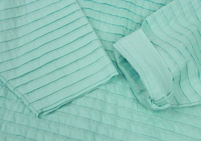 ISSEY MIYAKE HaaT Tuck Design 3/4 Blouse Turquoise Size 2