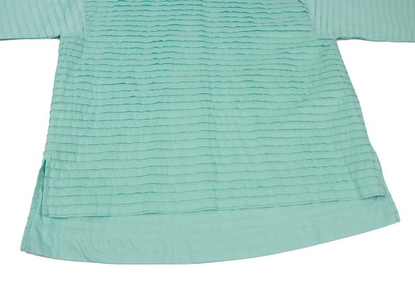 ISSEY MIYAKE HaaT Tuck Design 3/4 Blouse Turquoise Size 2
