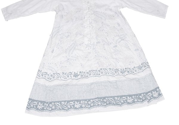 ISSEY MIYAKE HaaT Floral Embroidered 3/4 Dress White Size 3