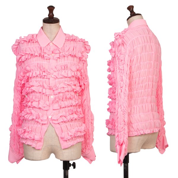 COMME des GARCONS 16AW Poly Chiffon Frill Blouse Pink Size S