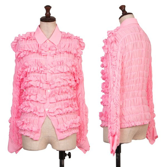 COMME des GARCONS 16AW Poly Chiffon Frill Blouse Pink Size S