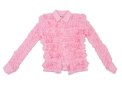 COMME des GARCONS 16AW Poly Chiffon Frill Blouse Pink Size S