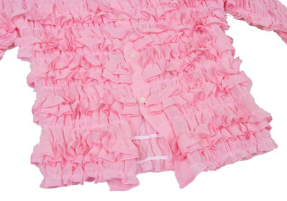 COMME des GARCONS 16AW Poly Chiffon Frill Blouse Pink Size S