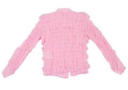COMME des GARCONS 16AW Poly Chiffon Frill Blouse Pink Size S