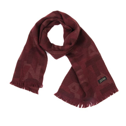 Jean Paul GAULTIER HOMME Wool Jacquard Logo Scarf Bordeaux
