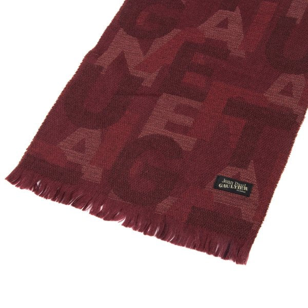 Jean Paul GAULTIER HOMME Wool Jacquard Logo Scarf Bordeaux