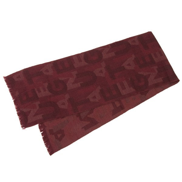 Jean Paul GAULTIER HOMME Wool Jacquard Logo Scarf Bordeaux