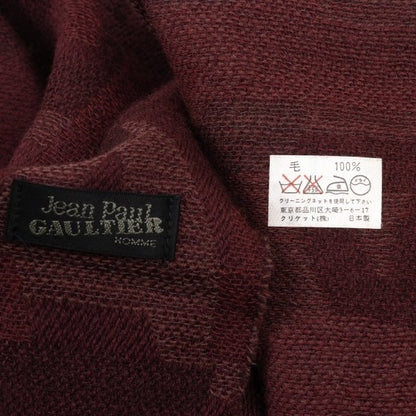Jean Paul GAULTIER HOMME Wool Jacquard Logo Scarf Bordeaux