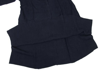 Y's Linen No Collar Pullover Midi Dress Navy Size M