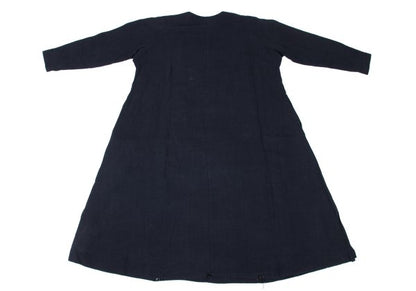 Y's Linen No Collar Pullover Midi Dress Navy Size M