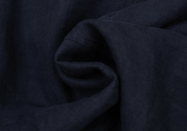 Y's Linen No Collar Pullover Midi Dress Navy Size M