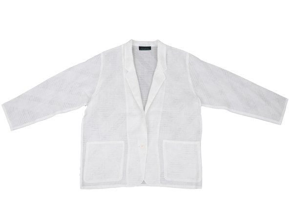 JUNKO KOSHINO Linen Bias Sheer Tailored Jacket White Size 9
