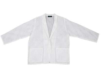 JUNKO KOSHINO Linen Bias Sheer Tailored Jacket White Size 9
