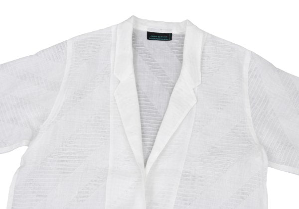 JUNKO KOSHINO Linen Bias Sheer Tailored Jacket White Size 9