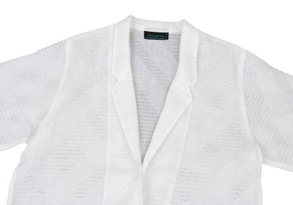 JUNKO KOSHINO Linen Bias Sheer Tailored Jacket White Size 9