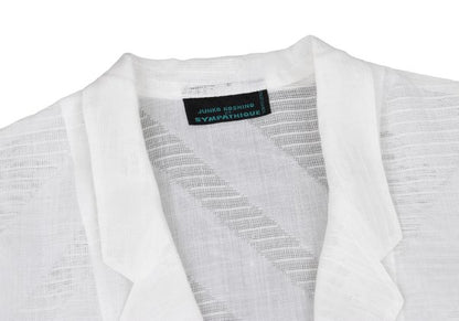 JUNKO KOSHINO Linen Bias Sheer Tailored Jacket White Size 9