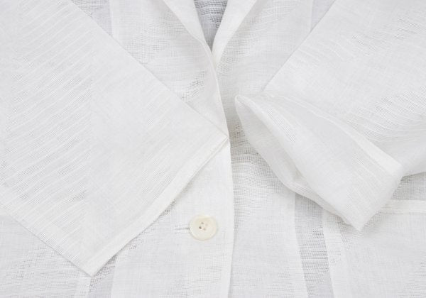 JUNKO KOSHINO Linen Bias Sheer Tailored Jacket White Size 9